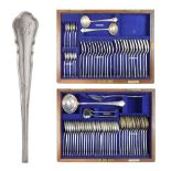 Edward VII canteen of silver Chippendale pattern flatware comprising: twelve table forks, fourteen