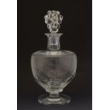 Lalique 'Clos Vougeot' crystal glass decanter, with moulded grape stopper, etched post-1945 marks to