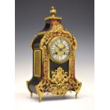 Late 19th Century French red bolle mantel clock, with 4-inch cellular Roman dial, two-train movement