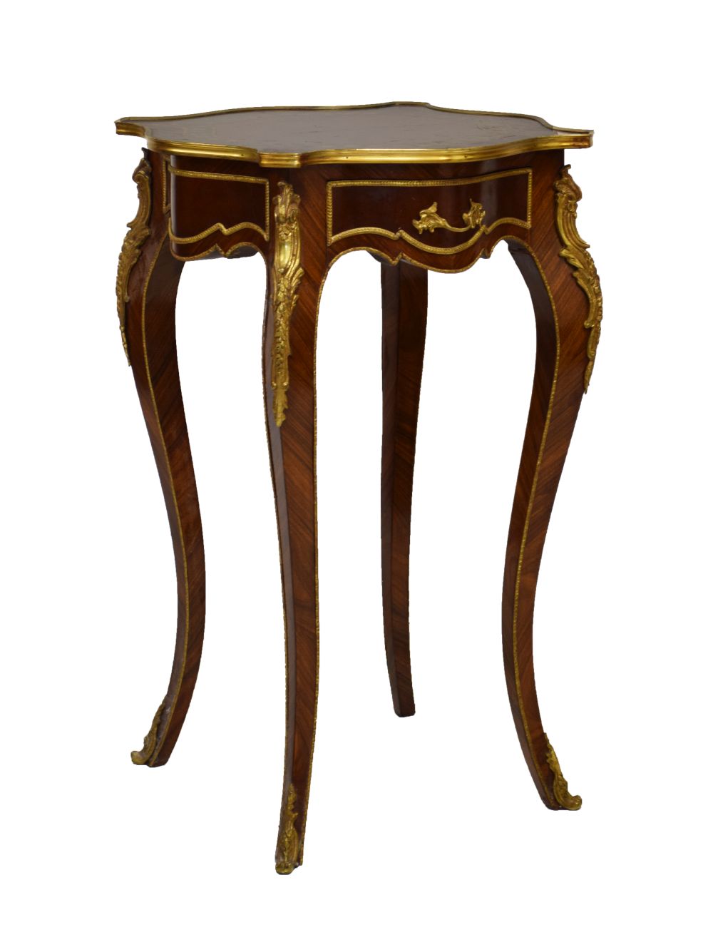 20th Century kingwood, marquetry and gilt metal-mounted occasional table or stand, of serpentine