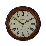 Local Interest - Late 19th/early 20th Century carved pine single fusee wall clock, Warry, Clifton,