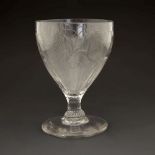 George III glass rummer, the rounded funnel bowl engraved with hops and motto 'Peace and Plenty',