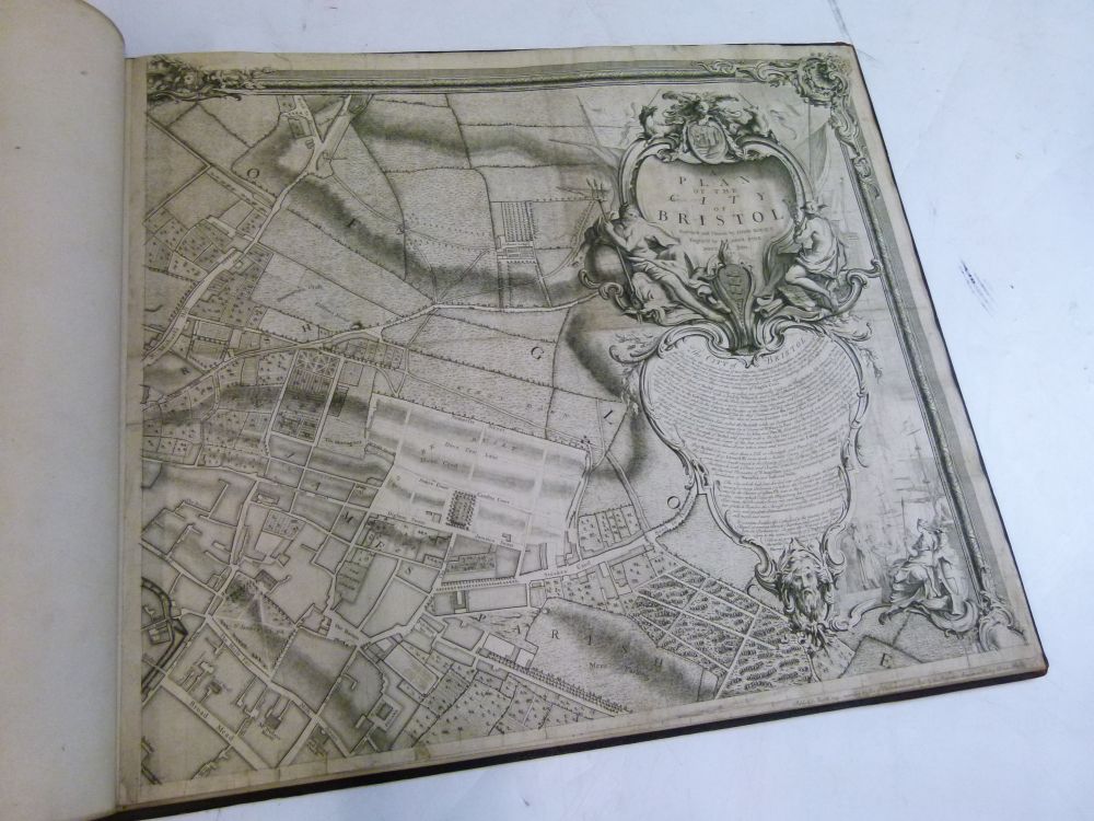 Rocque, John - A Plan of the City of Bristol, engraved by John Pine, 1742, in later wine Morocco - Image 4 of 9
