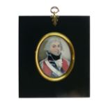 Early 19th Century portrait miniature on ivory, reputedly Simon Stewart, Kings Dragoon Guards, in