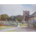 Ernest Albert Chadwick (1876-1955) - Watercolour - Church of St Mary, Hanley Castle, near Malvern,