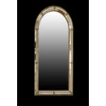 20th Century gilt metal-mounted pier or console mirror, of arched form with plain plate within