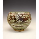 John Leach (b.1939) for Muchelney Pottery - Large stoneware footed bowl, with Dolomite and Tenmoku