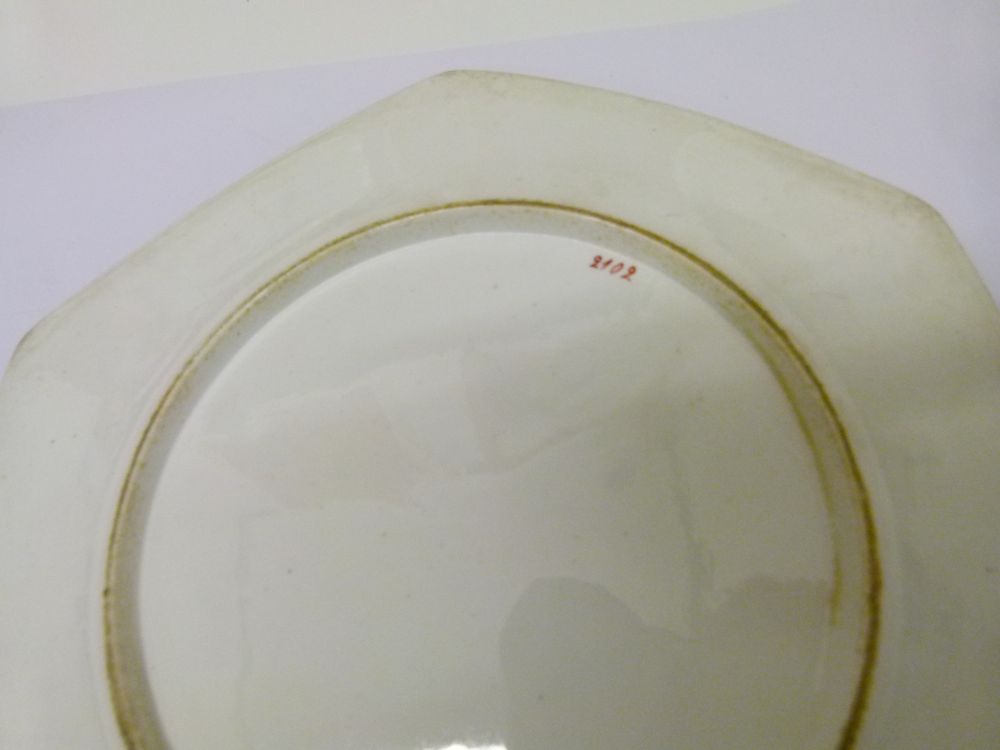 Set of four early 19th Century Spode porcelain dessert plates, each of hexagonal form decorated in - Image 4 of 12