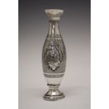 Early 20th Century Persian (Isfahan, Iranian) white metal tulip shaped vase having engraved