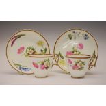 Rare pair of early 19th Century Swansea Pottery tea cups and saucers, attributed to William Pollard,
