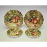 Royal Worcester - Two fruit-painted side plates, each decorated with peaches and cherries, one