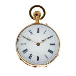 Small Continental open-face pocket or fob watch, white Roman dial, unmarked top-wound movement, case