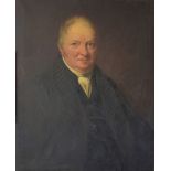 19th Century English School - Oil on canvas - Half-length portrait of a gentleman, verso with 'B.