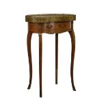20th Century marble-top gilt metal-mounted occasional table, the kidney-shaped top with pierced