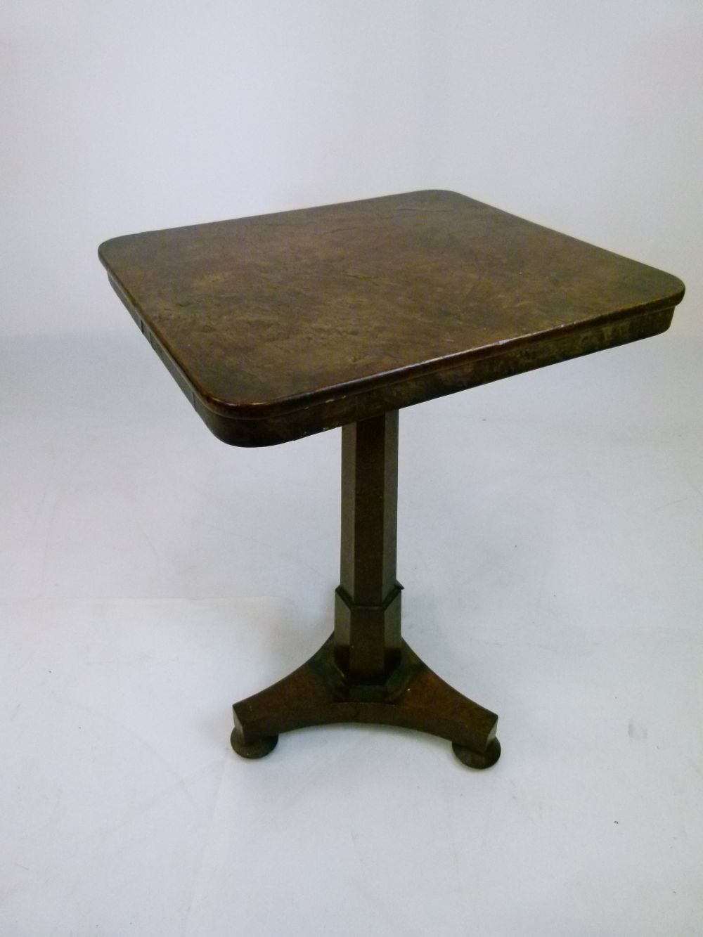 Second quarter 19th Century oak and burr elm snap-top pedestal occasional table, the rounded - Image 2 of 10