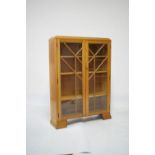 Art Deco light oak china or display cabinet, 88cm wide x 122cm high
