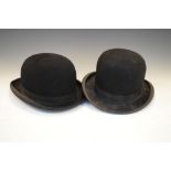 Two Dunn & Co bowler hats, internal measurements 20cm x 16cm and 20cm x 15cm