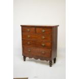 Victorian mahogany chest of two short over three long drawers, 107cm wide