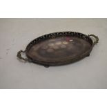 Early 20th Century silver plated oval galleried two handled tea tray, 64cm wide