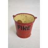 Early 20th Century painted metal Fire bucket, 24cm high excluding swing handle, together with a