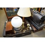 Assorted collectables to include; walnut box, pair of Doulton Lambeth Scotch Whisky bottles, two