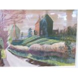 Mary Melville-Foster - Watercolour - 'Evening Approaches', unsigned with label verso, 35cm x 47cm,