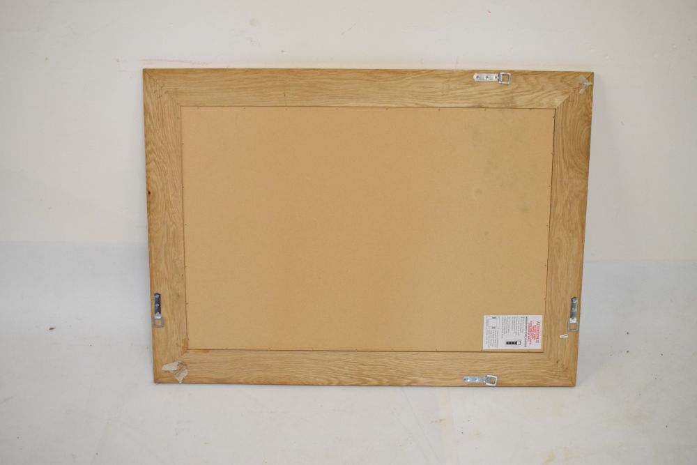 Good quality rectangular oak framed bevelled glass mirror, 76cm x 104cm overall - Image 4 of 4