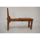 Artist's pine stool or painting table, the top with hinged section enclosing painting easel and