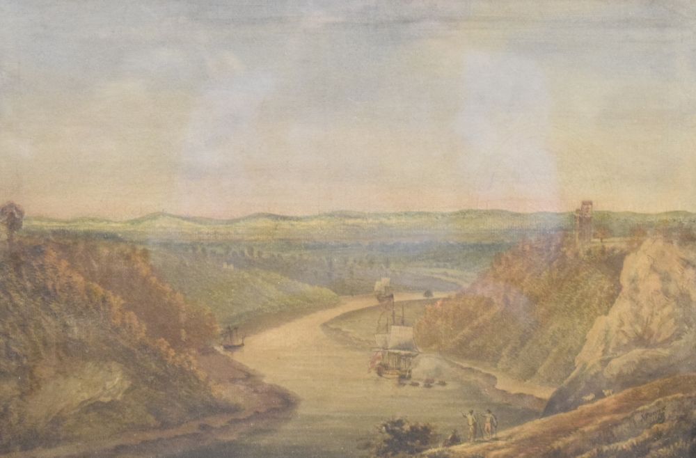 William Pocock - Coloured etching - The Avon Gorge, 24.5cm x 37cm, framed and glazed