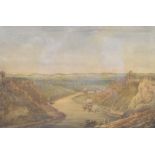 William Pocock - Coloured etching - The Avon Gorge, 24.5cm x 37cm, framed and glazed