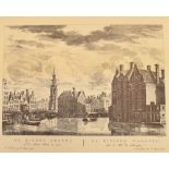 Collection of old reproduction Dutch prints of Amsterdam after Fouquet, four framed