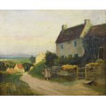 C. Walch - Oil on canvas - Children on a country lane, signed and dated 1899, 29.5cm x 35cm, framed