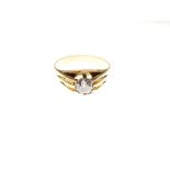 Gentleman's unmarked yellow metal and solitaire diamond dress ring, with large gypsy-set old-cut