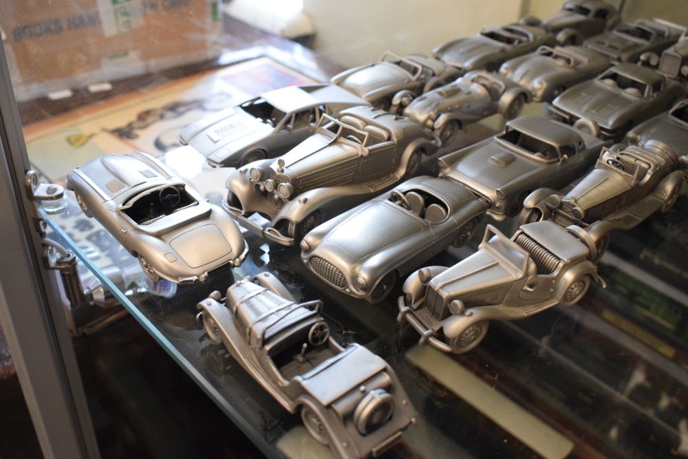 Quantity of Danbury Mint pewter model vehicles to include; MG-TD 1951, Ferrari 212 Barchetta 1952, - Image 2 of 3