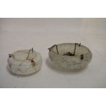 Two early to mid 20th Century mottled glass ceiling light shades, the larger 41cm diameter (2)