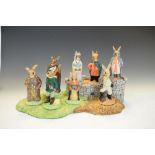 Royal Doulton Bunnikins Robin Hood collection figures on stand