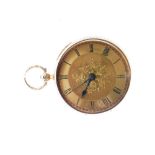Victorian 18ct gold open-face pocket watch, unsigned movement numbered 7296, London 1871, 40mm,