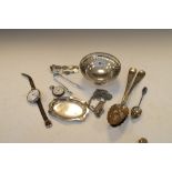 Assorted silver to include; pair of George III Hanoverian pattern spoons with later embossed berry