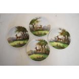 Set of four early 20th Century transfer printed plates depicting deer, 20cm diameter