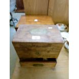 19th Century mahogany apothecary-style box with flush fitted handles to hinged cover and base