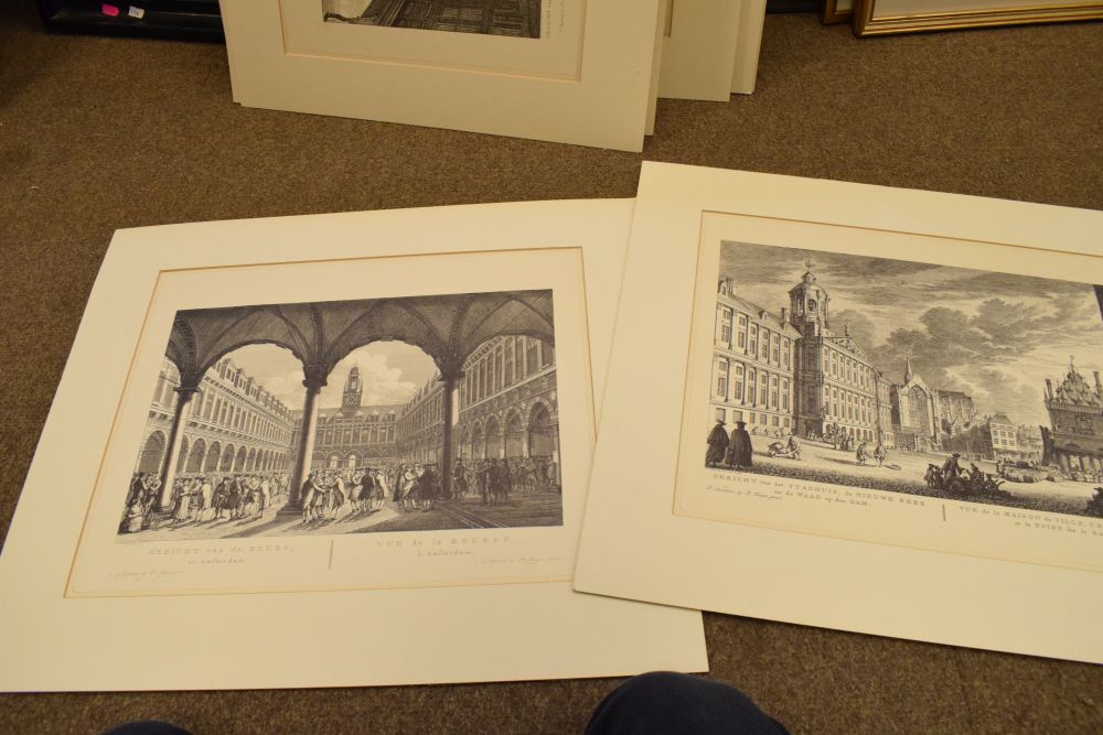 Collection of old reproduction Dutch prints of Amsterdam after Fouquet, four framed - Image 6 of 7
