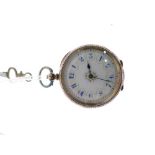 Continental silver-gilt (935 standard) open face fob watch with cellular Arabic dial, 34mm