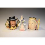 Royal Doulton character jug - Queen Victoria D6816 and King Charles I D6917, both with gilt