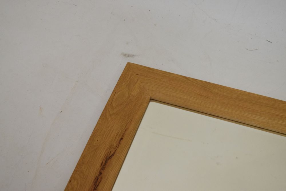 Good quality rectangular oak framed bevelled glass mirror, 76cm x 104cm overall - Image 2 of 4