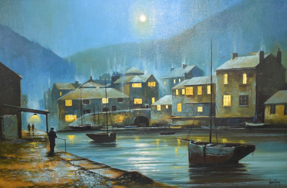 Terry Bailey - Oil on canvas - Polperro, 59.5cm x 90cm, signed, in a gilt frame and one other oil on