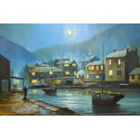 Terry Bailey - Oil on canvas - Polperro, 59.5cm x 90cm, signed, in a gilt frame and one other oil on