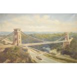 J. Lewis - Oil on canvas - Clifton Suspension Bridge, signed, 39.5cm x 60cm, framed and glazed