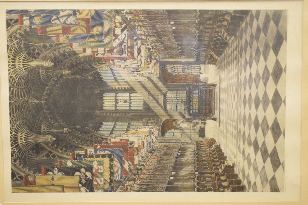 Coloured lithographic print - King Henry III Chapel, Westminster Abbey, Lady Carleton, 60cm x - Image 2 of 4