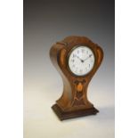 Early 20th Century inlaid oak Art Nouveau-style mantel timepiece, 25cm high