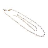 9ct gold trombone-link long chain (cut), 9.8g approx